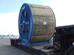 4.20m diameter Cable Drum awaiting offloading