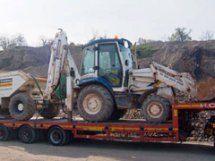 Quarry equipment loaded onto a Semi Low Loader